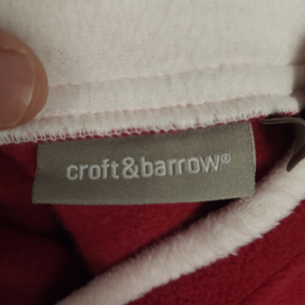 Croft & Barrow Red Fleece‎ Long Sleeve Snowman Christmas V-Neck Top Womens M - Picture 6 of 9